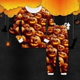 thumbnail image 2 of Miaoju Halloween Pajamas Set Lapel Graphic Print Long Sleeve Pjs Cotton Tops and Pants Comfortable Home Pajamas Set 2 Piece Sets Pajamas for, 2 of 4
