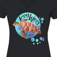 thumbnail image 4 of Inktastic Key West, Florida Swimming Sea Turtle with Bubbles Women's V-Neck T-Shirt, 4 of 5