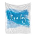 thumbnail image 1 of Gender Reveal Soft Flannel Fleece Throw Blanket, It's a Boy Happy Message Abstract Announcement Illustration Print, Cozy Plush for Indoor and Outdoor Use, 60" x 80", Violet Blue White, by Ambesonne, 1 of 6
