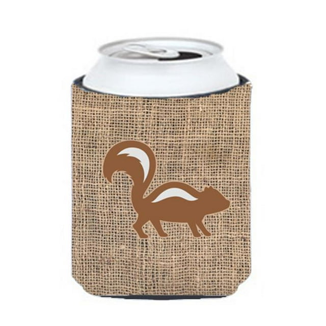 Skunk Burlap And Brown Can Or Bottle Hugger