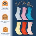 thumbnail image 4 of Special Essentials 6 Pairs Women's Non-Binding Diabetic & Circulator Crew Socks - Comfortably Soft, Moisture-Wicking Cotton Assorted Multicolor, 4 of 9