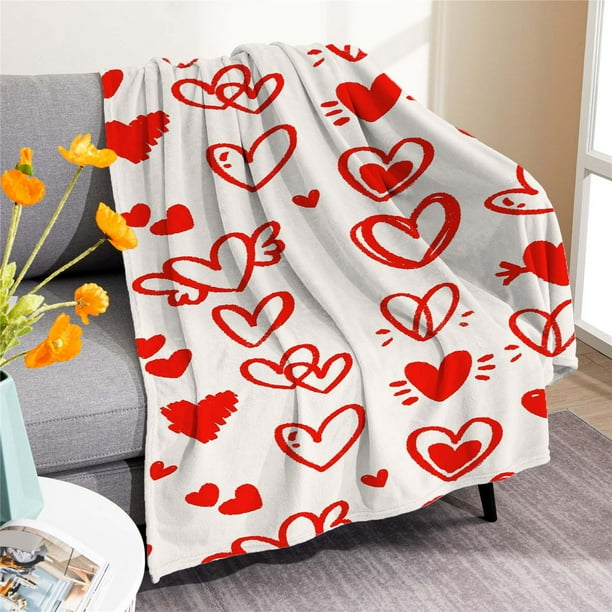 Manta de franela Lisbinx "Amor de San Valentín" | Poliéster suave con impresión digital | Funda ligera para siesta para una comodidad acogedora | Perfecta para parejas y regalos romántico