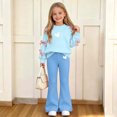 thumbnail image 2 of Stamzod Girls Outfits Size 10-12 Fashion Love Heart Printed Crewneck Tops Bell Bottom Leggings 2 Piece Set Fall Clothes, 2 of 8