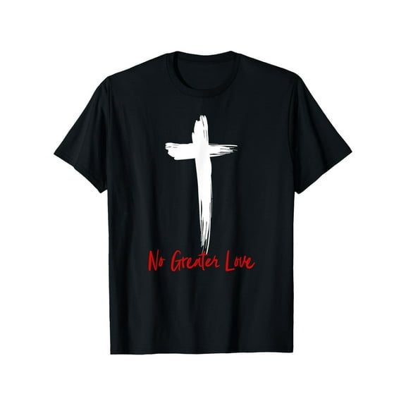 No Greater Love Christian Easter Cross Cotton T-Shirt for Boys - Breathable, Moisture-Wicking, Casual Crew Neck Short Sleeve Top with Graphic Print, Regular Fit, All-Season Streetwear Fashion