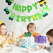 jojofuny Baby Birthday Banner Assorted Color Non Woven Fabrics 4Pcs 6.69x4.72In