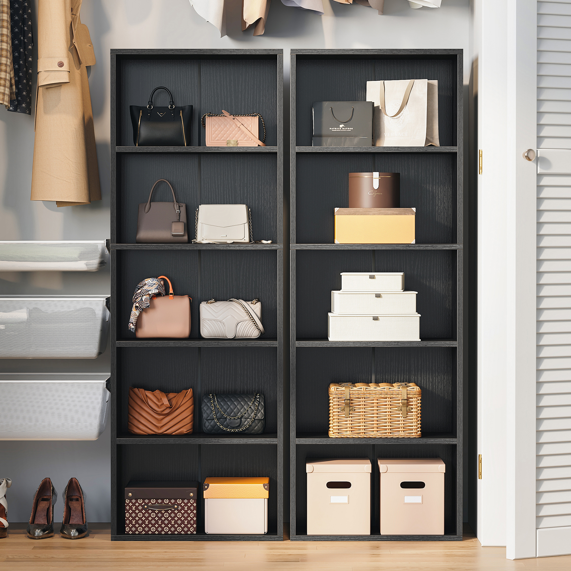 Casacomoda 5-Tier Tall Bookshelf, Black photo 5