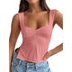 thumbnail image 1 of Tops Cortos para Salir de Mujer, Camisetas Sin Espalda, Ropa Básica de Verano Y2K para Adolescentes, Ropa , Rojo Sandía M, 1 of 7