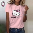 thumbnail image 4 of Camiseta de mujer para niña, camiseta informal con estampado de dibujos animados de Hello Kitty Kawaii, ropa informal cómoda para mujer, top negro, 4 of 5