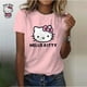 thumbnail image 4 of Camiseta de mujer para niña, camiseta informal con estampado de dibujos animados de Hello Kitty Kawaii, ropa informal cómoda para mujer, top negro, 4 of 5