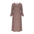thumbnail image 3 of ameIAEA Women Long Bell Sleeve Dress Button Up V Neck A-Line Printed Long Dress with Pockets, 3 of 5