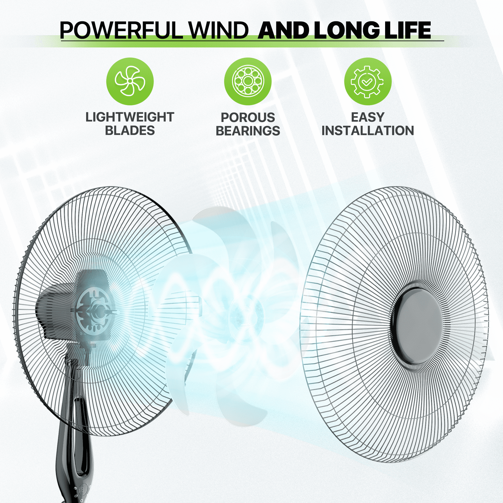 Magshion 17" Oscillating Pedestal Fan with 3 Speeds, Adjustable Standing Cooling Fan with Remote, Ultra Quiet Stand Up Fan, 3 Modes Floor Fan for Home Bedroom Office, Black