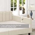 thumbnail image 4 of Same as B083121461 Elena Twin Size Beige Velvet Upholstered Daybed, Ribbed Tufted Backrest, Daybed in Lavish Modern Design, Richly Hued Foam Comfort, 4 of 8