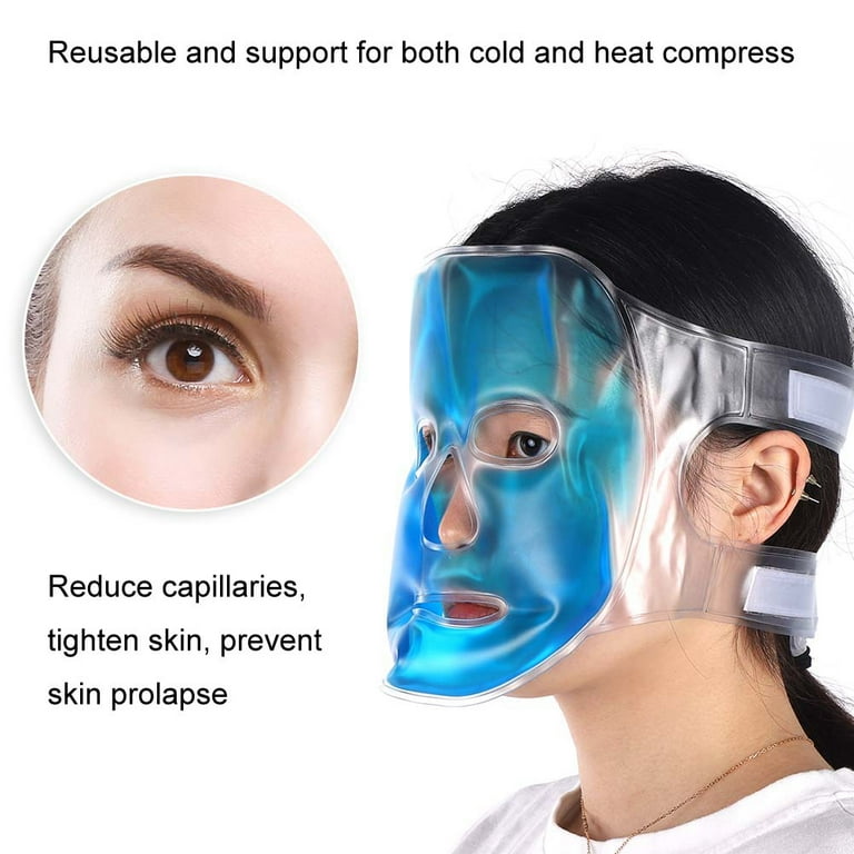 1pc Reusable Cold Gel Face Mask Blue Full Face Mask Ice Gel Eye Face Mask  Fatigue Relief Relaxation Facial Skin Care Tools