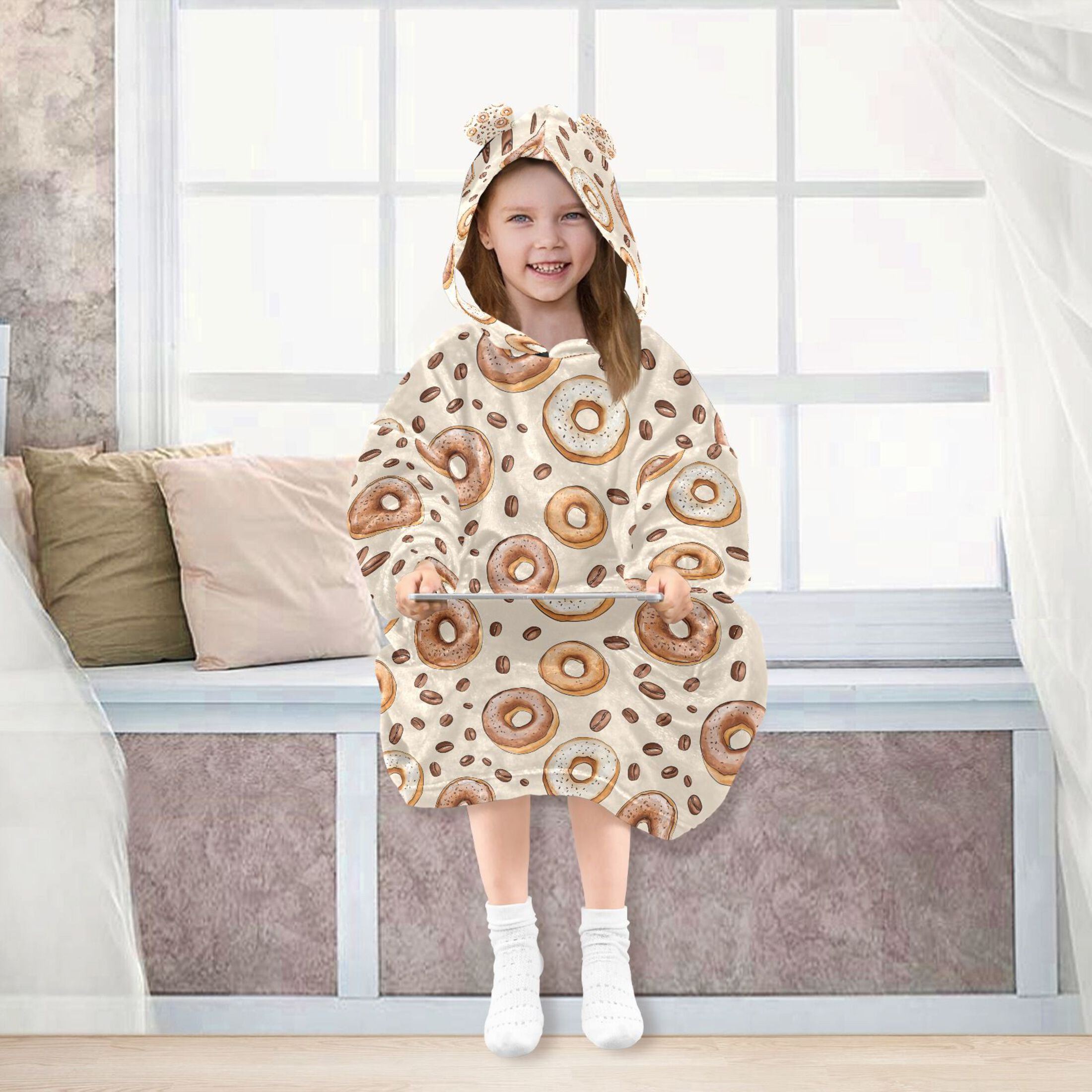 joogoo Blanket Hoodie for Cute Donuts Oversize Sweatshirt 3-14 YR L