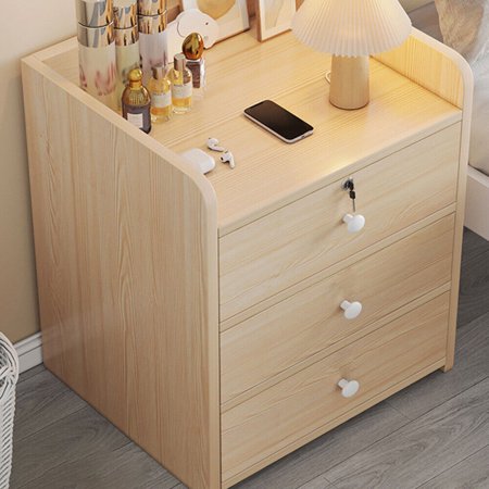 CHZIMADE 3 Drawer Bedside Cabinet Table Storage Nightstand Wooden Bedroom Furniture Table