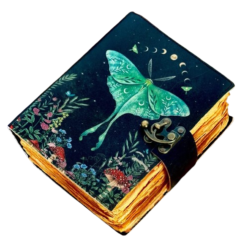 Moonlit Moth Keepsake Journal Handmade Leather Journal 5x7 – 200 Deckle Edge Pages, Vintage Artistic Notebook