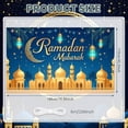 thumbnail image 2 of Golden Crescent Ramadan Banner Star Pattern Islamic Backdrop Lantern Design Mosque Mubarak Display for Ramadan Celebration Eid al-Fitr Family Gathering, 2 of 8