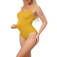 thumbnail image 4 of INSPIRE CHIC Ribbed Shapewear Bodysuits for Women Square Neck Tank Tops Thong Sleeveless Bodyshaper XL Yellow, 4 of 5