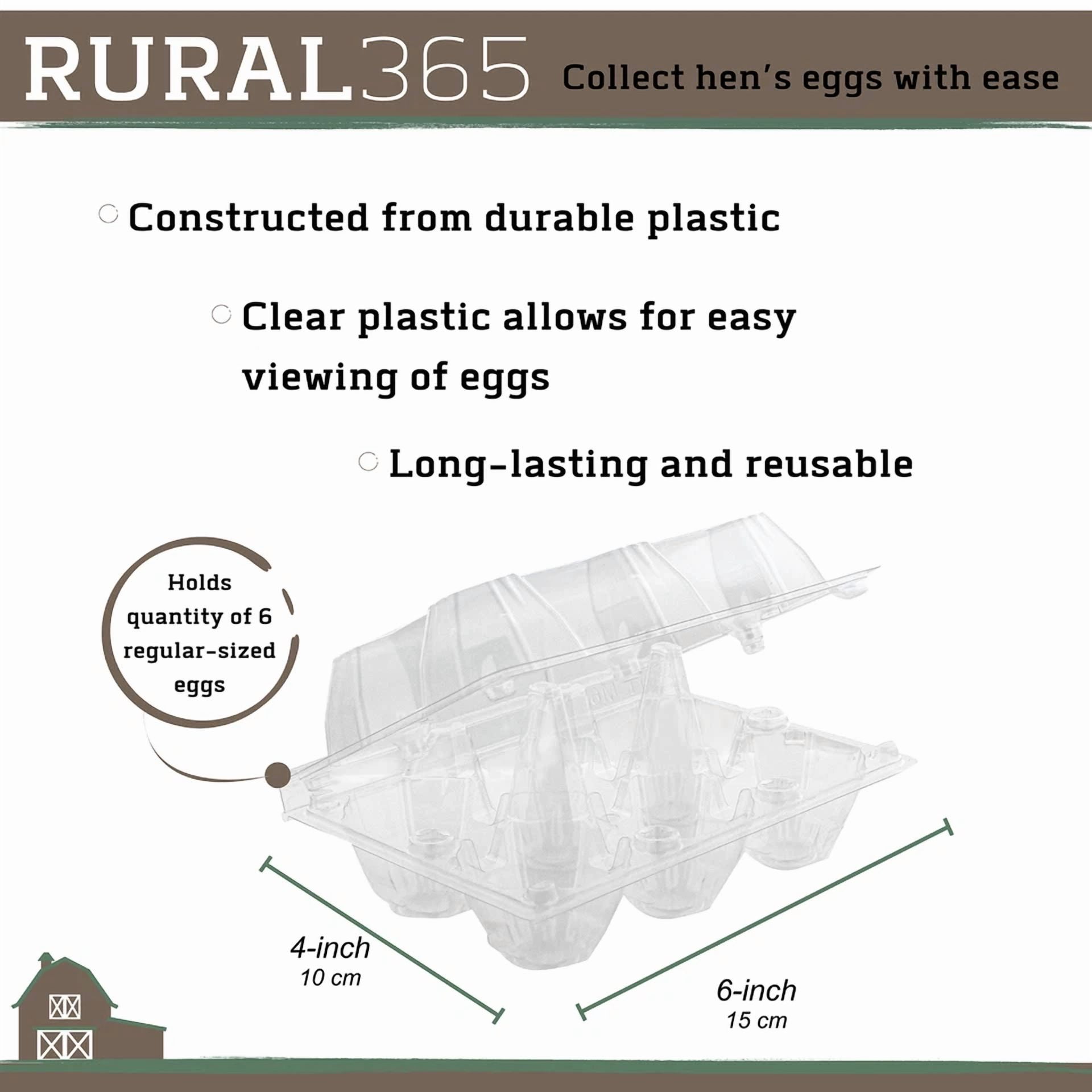 Rural365 Plastic Egg Carton For 6 Eggs 12Ct Reusable Chicken Egg Holder