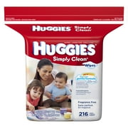 HUGGIES Simply Clean Fragrance Free Wipes, 216 sheets