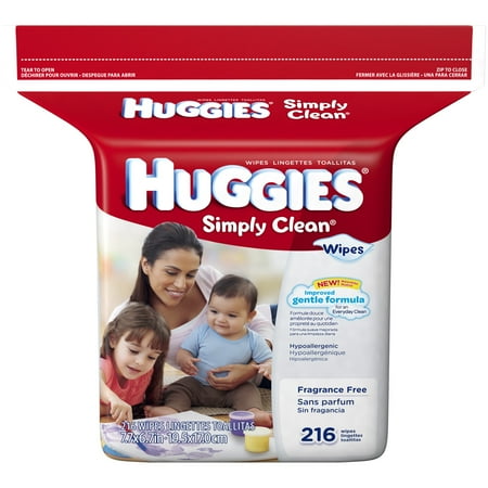 HUGGIES Simply Clean Fragrance Free Wipes, 216 sheets