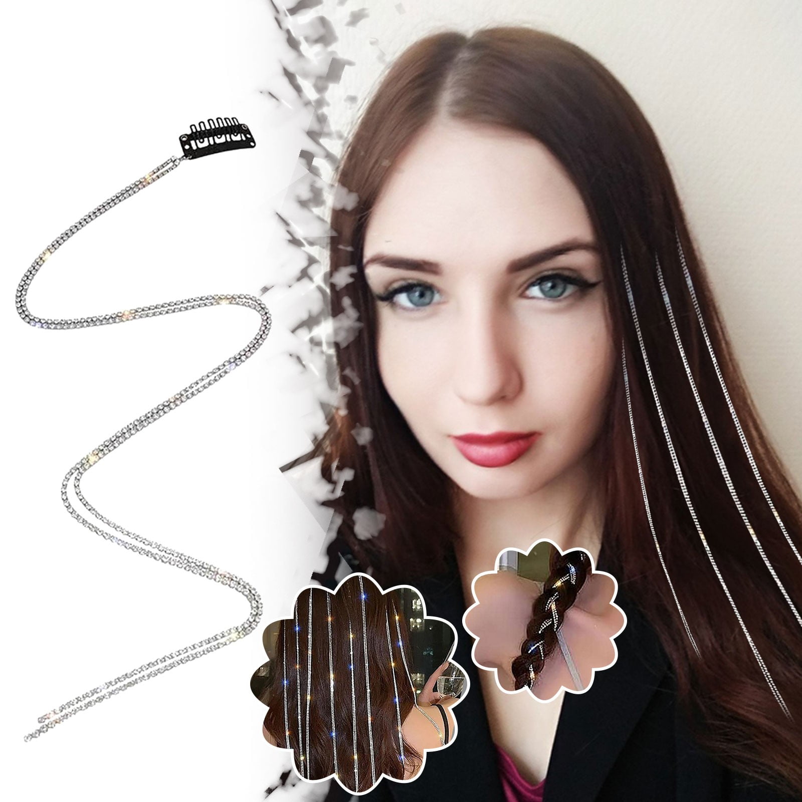 HHEN Diamond Chain Hair Clips Headdresses Fringe Hair Clips Hair