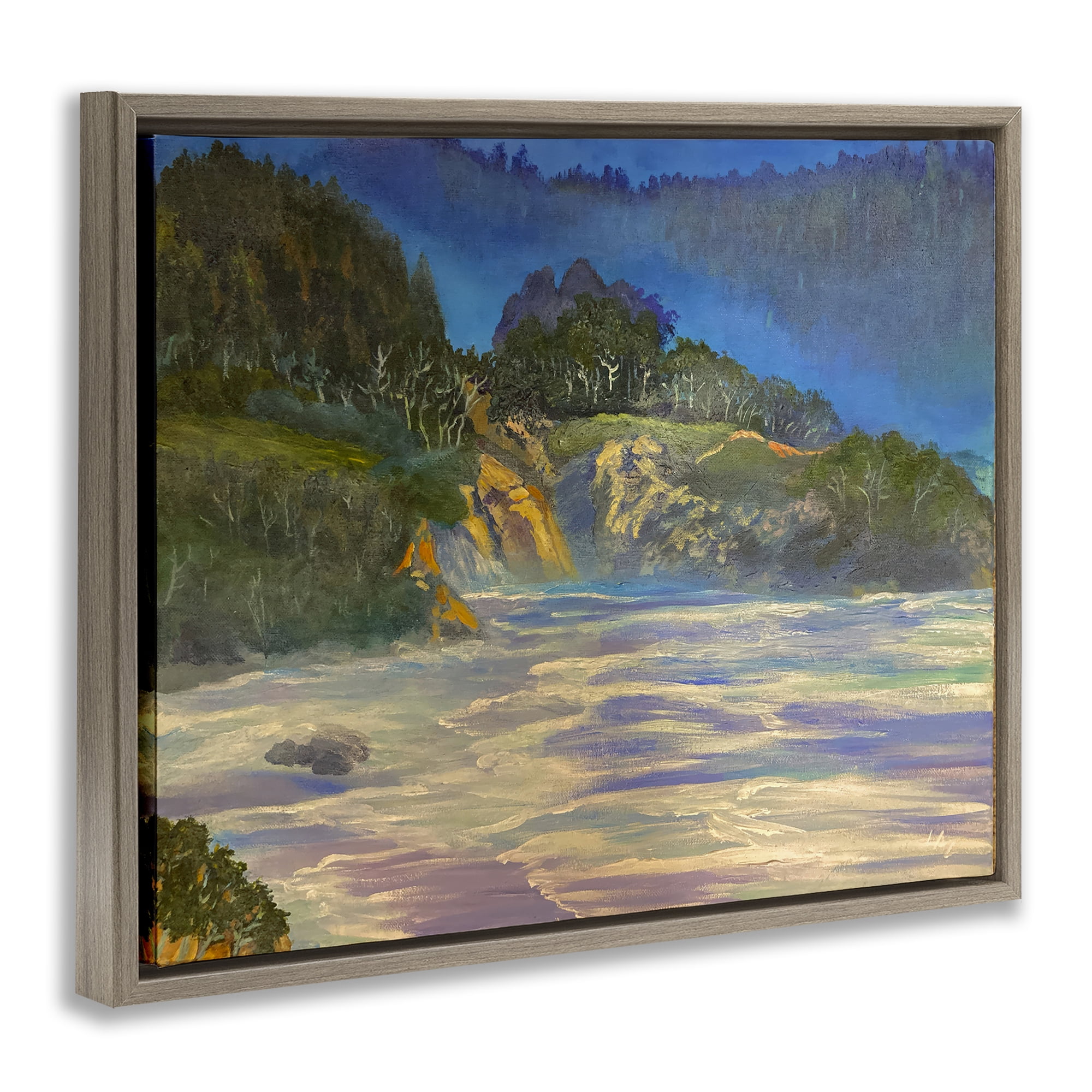 Stupell Industries Natural Wilderness Coastline Brown Framed Floater Canvas Wall Art, design by Lee Ann Zirbes