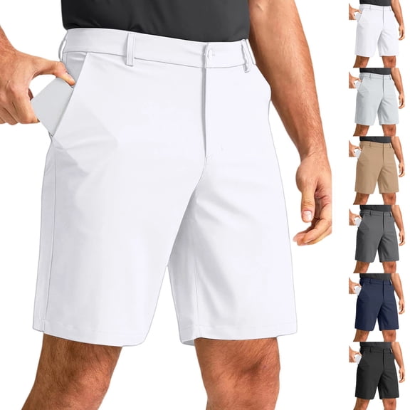 Casual Dress Shorts for Men Stretch Quick Dry Breathable Golf Shorts All Day Comfy Work Bottoms with Pockets, #02 White, L