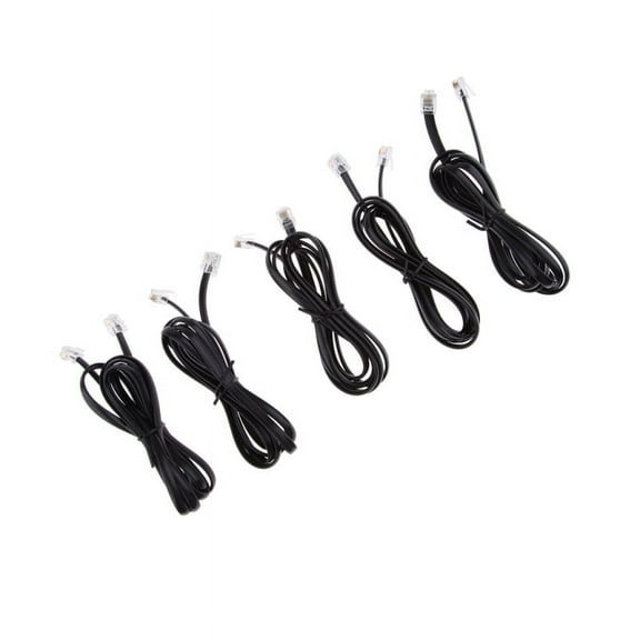 5Pcs 6P6C RJ12 Male To Male Flat Straight Landline Telephone