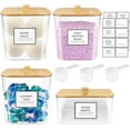 thumbnail image 1 of 3+1 Pack Laundry Pods Container,Clear Laundry Room Organization Containers,Large Laundry Detergent Powder Storage Containers with Wooden Lids & Labels,Laundry Pods Holder for Scent Booster,Powder,Pods, 1 of 7