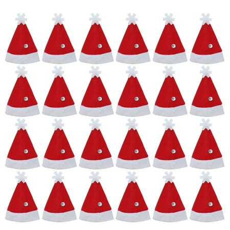 

BESTONZON 24 Pcs Mini Christmas Hats Festive Fashion Christmas Lollipop Hats Fashion Lollipop Wraps Toppers Candy Packing Hats Wine Bottle Caps