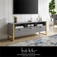 thumbnail image 2 of Posh Living Omer Faux Shagreen TV Stand/Cabinet Gray/Gold, 2 of 11