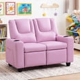 thumbnail image 4 of Costway Fauteuil Inclinable pour Enfants 2 Places avec Porte-Gobelets, Poches de Rangement Latérales, Dossier Réglable, Rose, 4 of 8