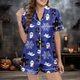 thumbnail image 5 of MuXiKeJi Clothes Halloween Pajamas Women Ghost Pumpkin Print Short Sleeve Button Up Shirts and Shorts 2 Piece Set Cute Matching Pjs Sleepwear,Womens Halloween pj Sets Shorts, 5 of 9
