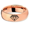 thumbnail image 2 of Tungsten Superhero Super Dad Emblem Symbol Band Ring 7mm Men Women Comfort Fit 18k Rose Gold Dome Polished, 2 of 4