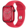 thumbnail image 1 of Apple Watch Series 8 (GPS), 41mm, Boîtier en Aluminium Rouge (Produit) avec Bracelet Sport Rouge (Produit) (S/M) – d'Occasion Excellent État – Testé et Garanti, 1 of 6