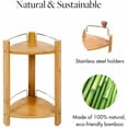 thumbnail image 4 of Bamboo Shower Corner Caddy, Large - 2 Tier Standing Shower Stand for Shampoo, Conditioner, Lotion, Soap - Caddy Organizer for Kitchen, Bedroom, or Office, 4 of 9