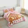 thumbnail image 3 of Manfei Kawaii Gingerbread House Bedding Comforter Set, Pink Xmas Tree Twin Comforter Sets for Girls, Merry Christmas Bedding Set, Microfiber Bedroom Decor, Reversible 2pcs, 3 of 8
