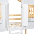 thumbnail image 5 of Twin over Twin House Shaped Frame Loft Bed with Roof , Window, Window Box, Door, Wooden Bunkbed with Safety Guardrails and Ladder, Natural+White, 5 of 8