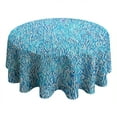 thumbnail image 4 of Blue White Tie Dye Textured Pattern Round Tablecloth 60"x60",Wrinkle Wipeable Table Cloth for Kitchen Dining Room Picnic Patio Party, 4 of 6