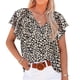 thumbnail image 1 of Blusa floral de manga corta con cuello en V y estampado de flores para mujer Camisa holgada informal elegante para mujer para verano Negro XL, 1 of 5