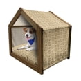 thumbnail image 1 of Geometric Pet House, Retro Diamond Shape Pattern with Dotted Lines Circles and Abstract Flowers, Outdoor & Indoor Portable Dog Kennel with Pillow and Cover, 5 Sizes, Caramel and Beige, by Ambesonne, 1 of 5