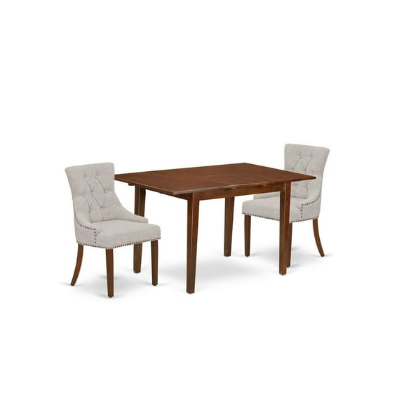 East West Furniture Picasso 3-piece Wood Dining Set in Mahogany/Doeskin
