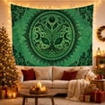thumbnail image 3 of Green Tree of Life with Crescent Moons and Botanical Mandala, Mystical Vintage Boho Art, Housewarming Gift Tapestry Wall Hanging for Meditation Room, Bedroom, Living Room, 3 of 7