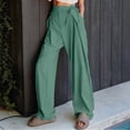 thumbnail image 1 of AherBiu Womens Pants Trendy High Waisted Drawstring Wide Leg Trousers Straight Leg Loose Solid Color Casual Pants with Pockets, 1 of 9