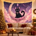 thumbnail image 3 of Black Kitten on Magenta Box Tapestry Wall Hanging, 3 of 7