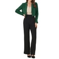 thumbnail image 2 of Allegra K Women's Long Sleeve Open Front Notched Lapel Business Cropped Blazer Jackets L Dark Green, 2 of 6