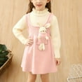 thumbnail image 4 of Levmjia Girls Dress Set 1 - 8 Years Acrylic Soft Pocket Rabbit Floral Trim Knit Sweater Dress Girl Outfit Long Sleeve Cardigan Dress for Kids Girls Clothing, 4 of 8