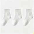 thumbnail image 5 of White Cotton Crew Socks for Girls - 3-Pack, Soft Breathable Solid Color School Uniform,Size 9 T, 5 of 5