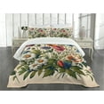 thumbnail image 3 of Ambesonne Floral Eucalyptus Quilted Coverlet 3 Pcs, Colorful Blossomy, King Size, Champagne and Multicolor, 3 of 5